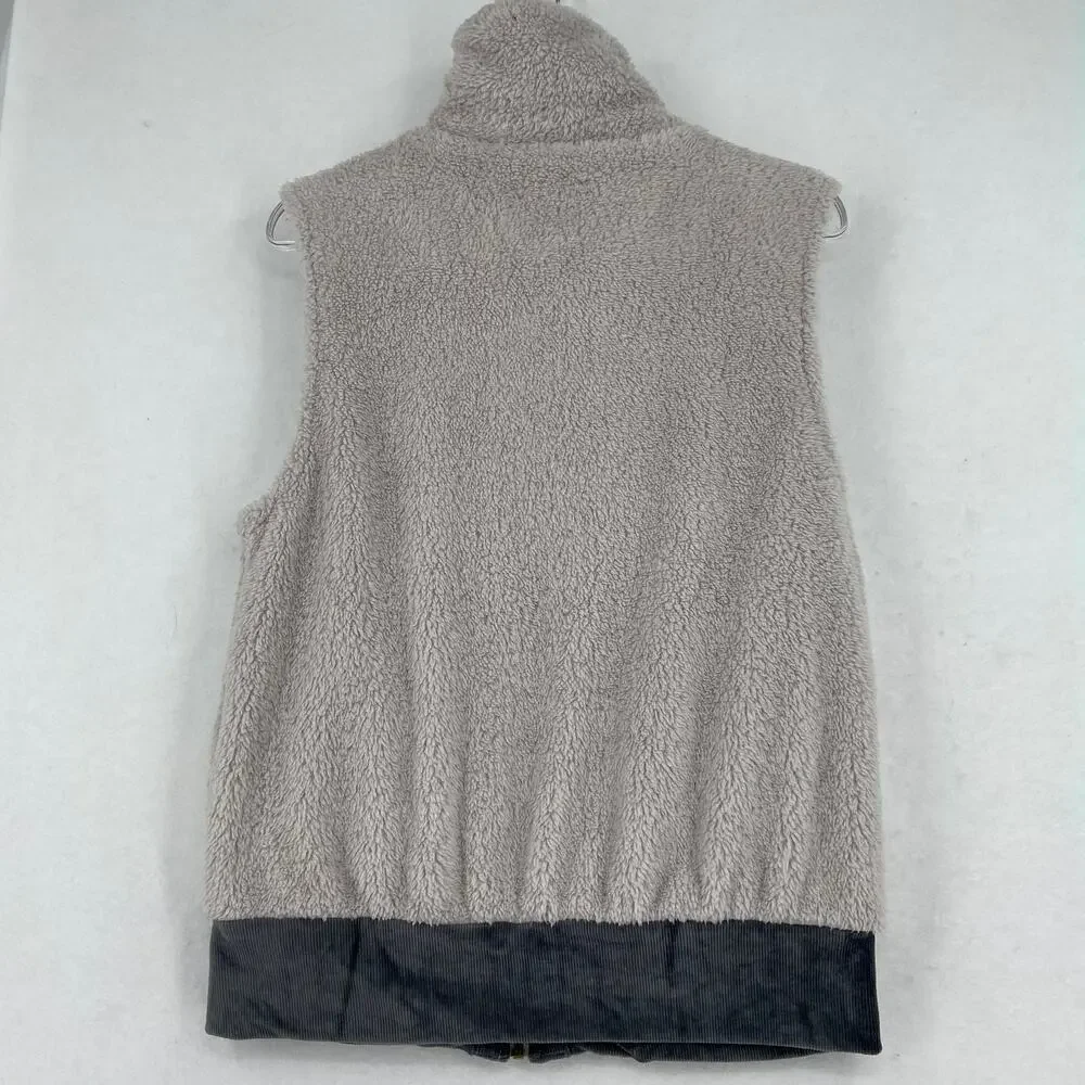 Umgee Teddy Vest Size S Gray Plush Fleece Fully Lined Ribbed Trim Gray Full Zip